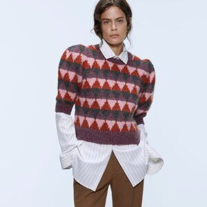 Zara Multicolor Geometric Sweater